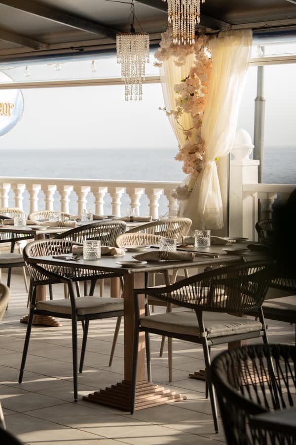 Set terrace with open ocean views
